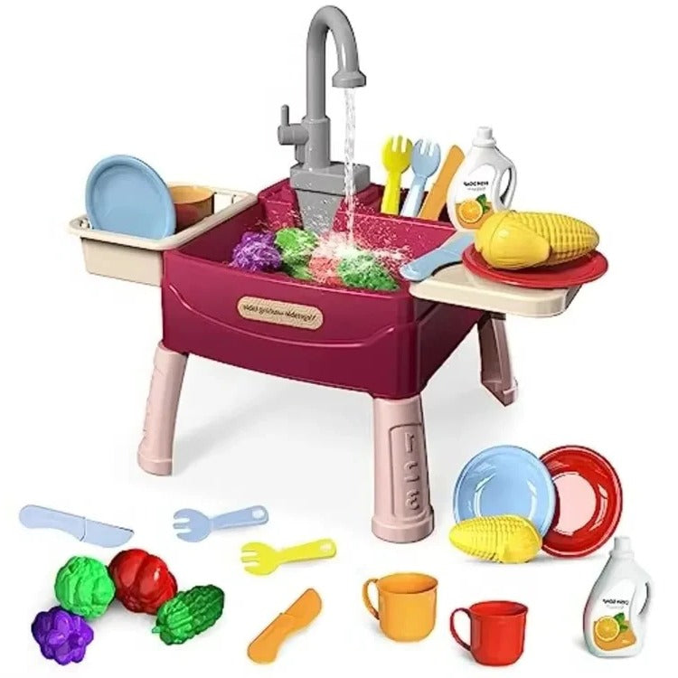 Speelkeuken voor kinderen met een realistische stromende waterfunctie