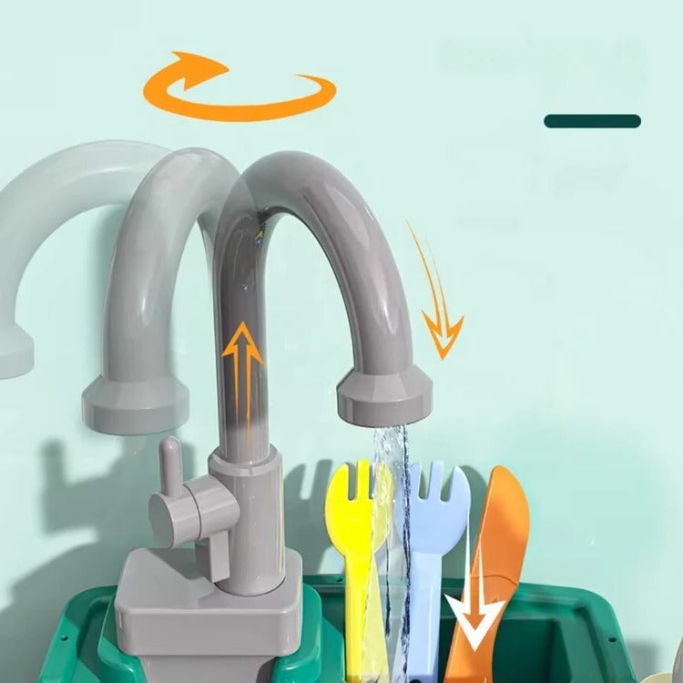 Speelkeuken voor kinderen met een realistische stromende waterfunctie