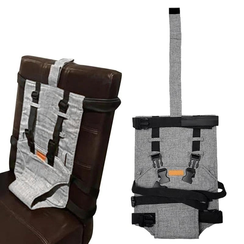 Travel-ready compact high chair with adjustable harness