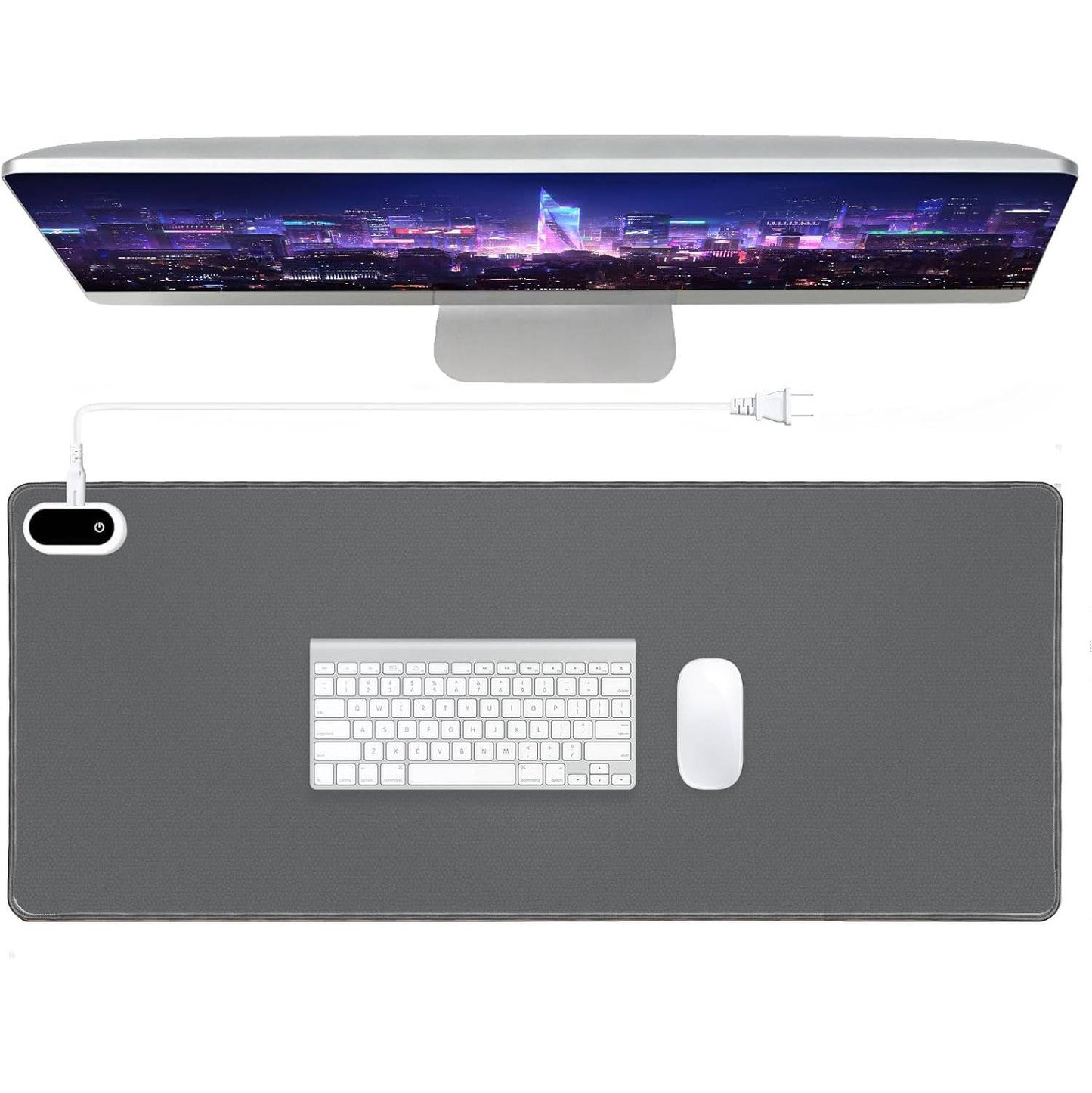 Premium heated desk mat with integrated mouse surface
