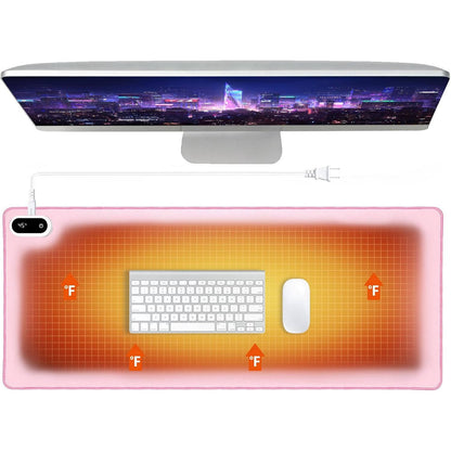 Premium heated desk mat with integrated mouse surface