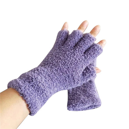 Cozy winter knitted fingerless gloves