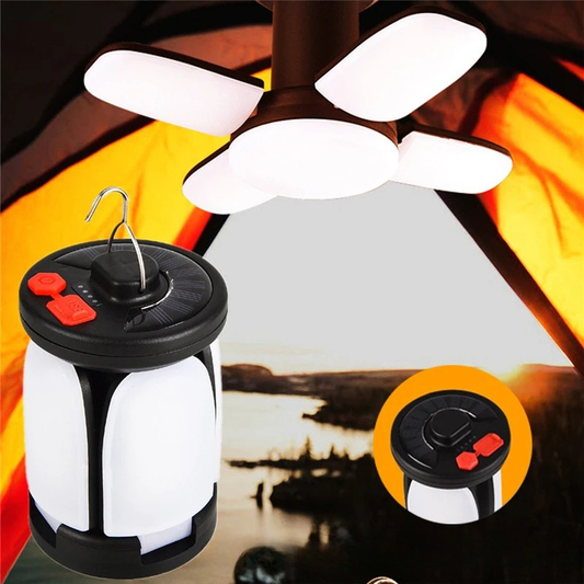Opvouwbare bladvormige zonne-USB kampeerlantaarn – compact, draagbaar licht