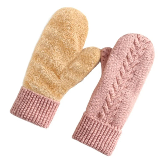Cozy double-layer fleece-lined winter mittens