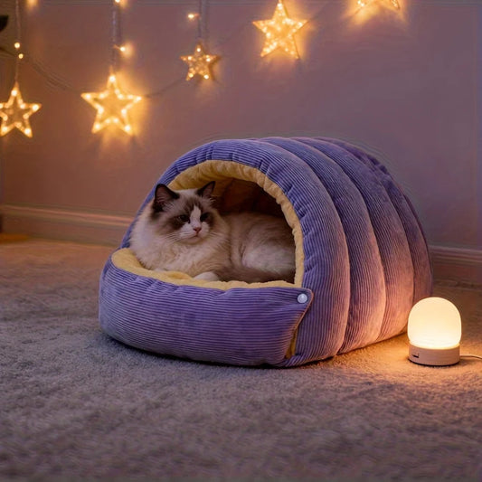 Knus Katengrotbed van Arctische Fleece — Warme Afgesloten Verstopplek voor Katten